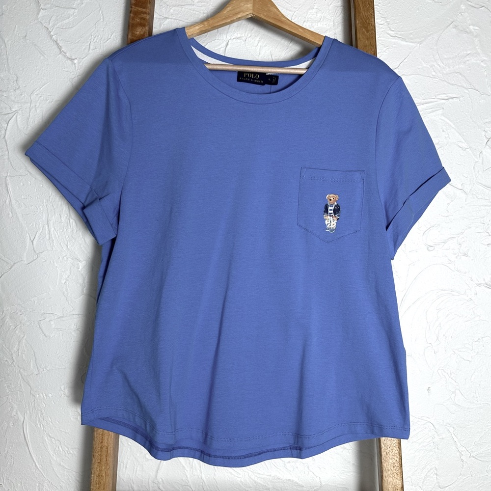 Ralph Lauren Blue Polo Bear Pocket T-shirt Women’s Size XL